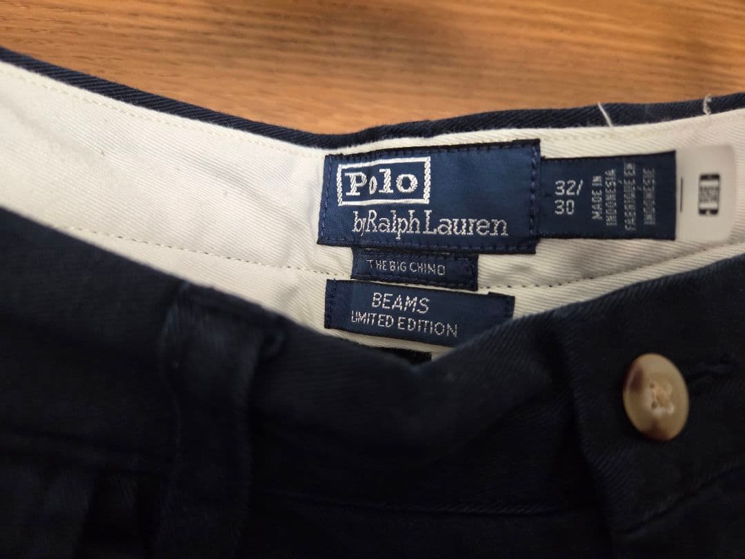 ポロ ラルフローレン BEAMS別注 ビッグチノパンツ ネイビー 32/30