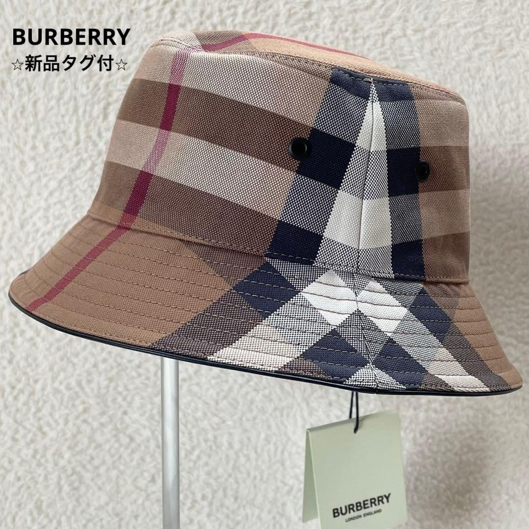 新品タグ付き 現行 BURBERRY バケットハット メガチェック 男女兼用 M
