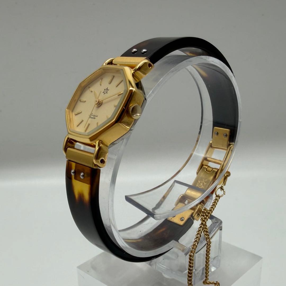 【稼働/新品電池】オリエント ブレイン オクタゴン べっ甲 レディース クォーツ