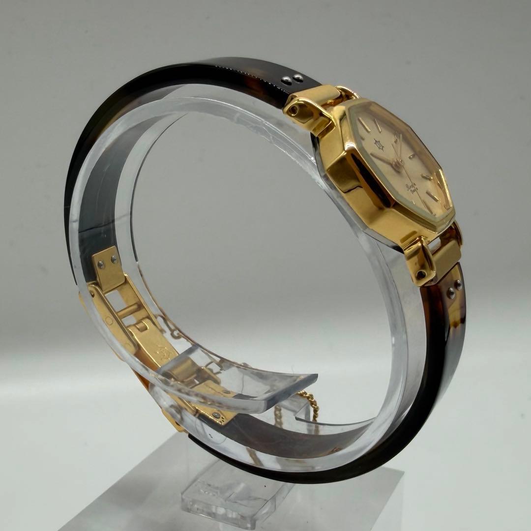 【稼働/新品電池】オリエント ブレイン オクタゴン べっ甲 レディース クォーツ