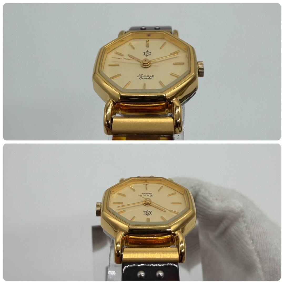 【稼働/新品電池】オリエント ブレイン オクタゴン べっ甲 レディース クォーツ