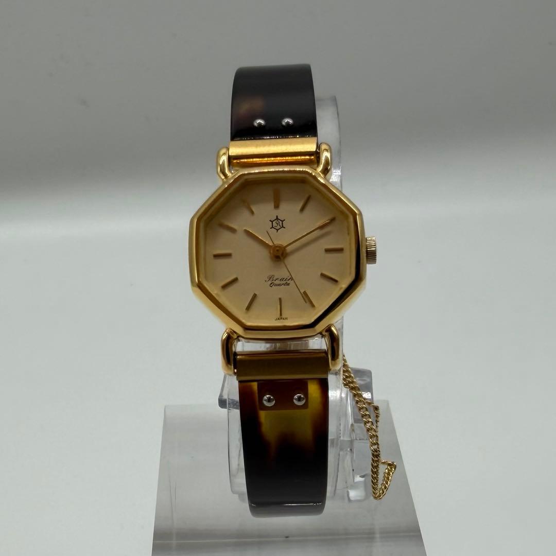 【稼働/新品電池】オリエント ブレイン オクタゴン べっ甲 レディース クォーツ