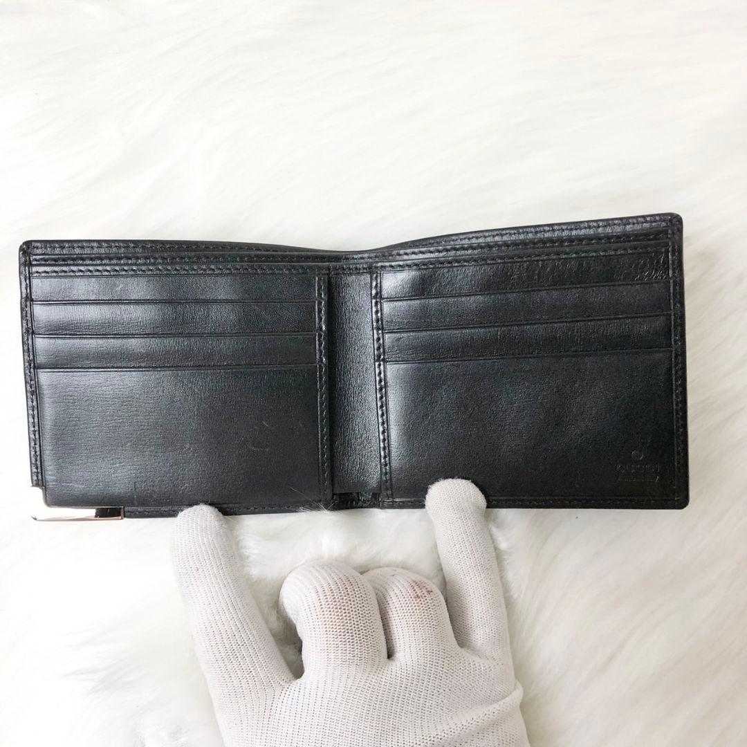 GUCCI グッチ 二つ折り財布 折り財布 シルバープレートロゴ