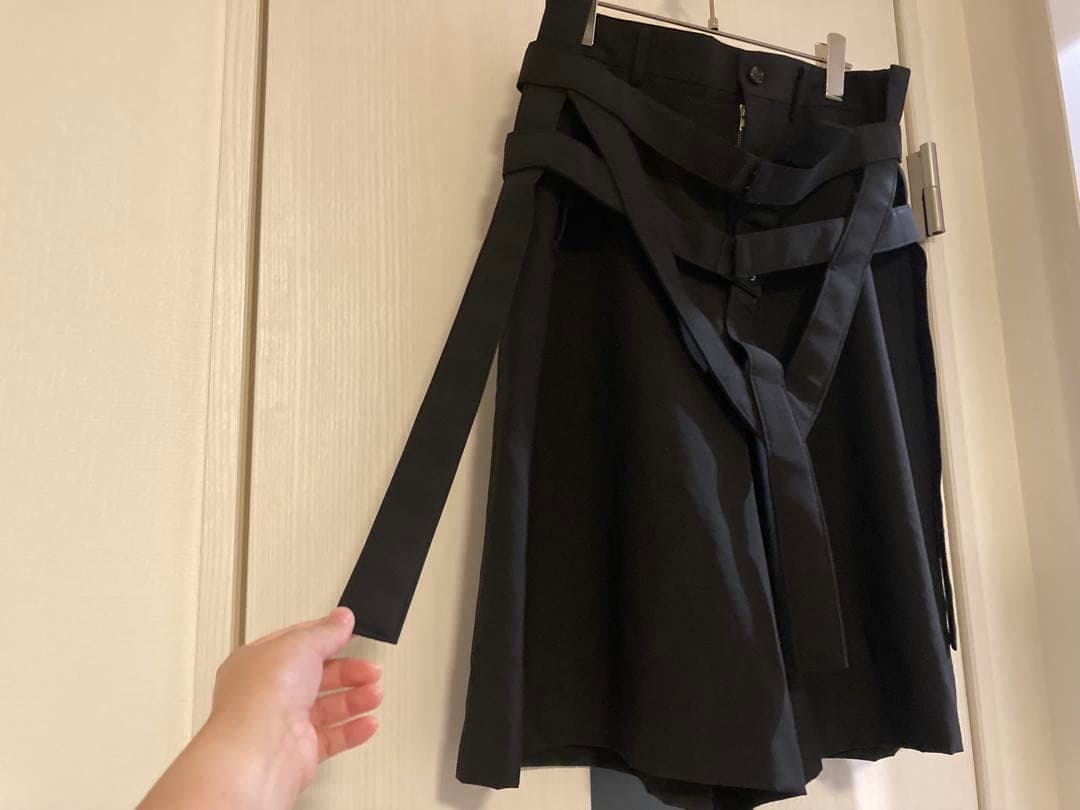 コムデギャルソン/ウールハーネス付きワイドショートパンツ/黒/Sサイズ