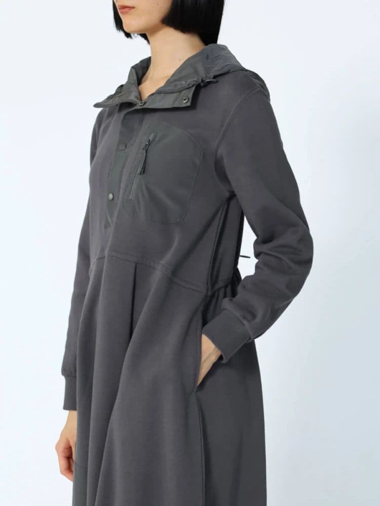 ヤマダヤ LASUD バルーンシルエット異素材ワンピース チャコールグレー