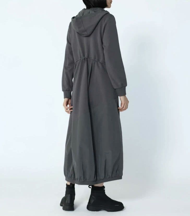 ヤマダヤ LASUD バルーンシルエット異素材ワンピース チャコールグレー
