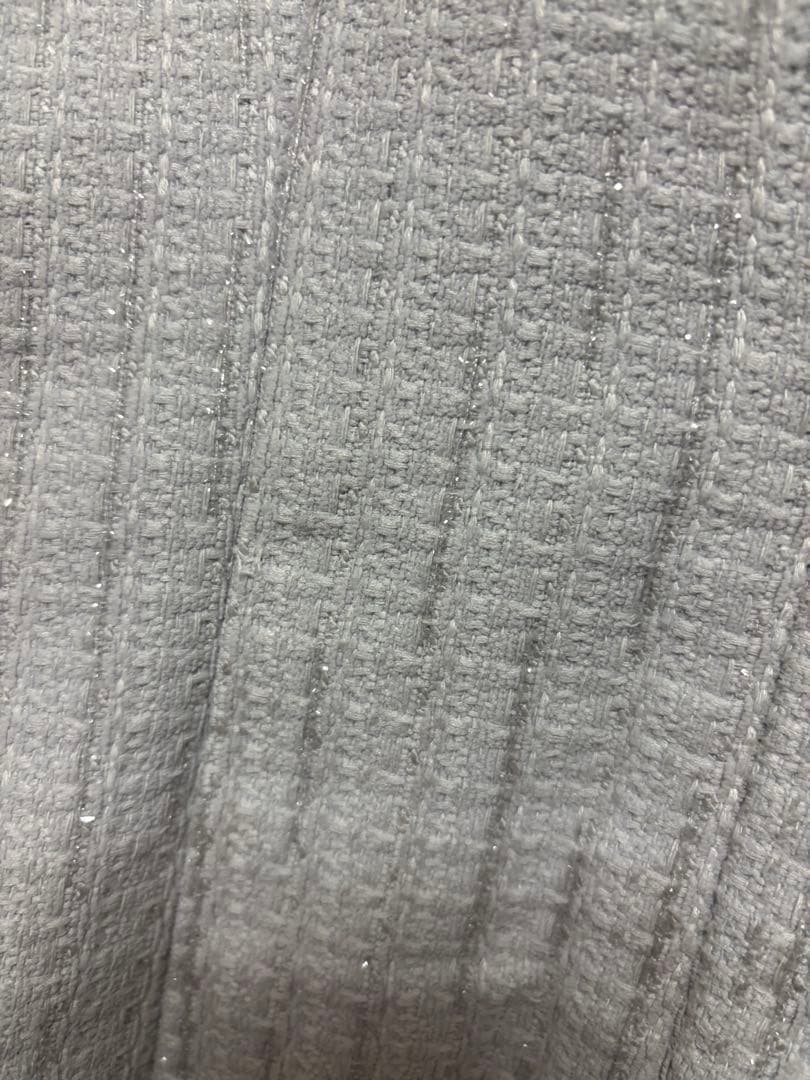 ローブドフルール高級袖ありフリルリボンフロントボタンツイードラメタイトミニドレス