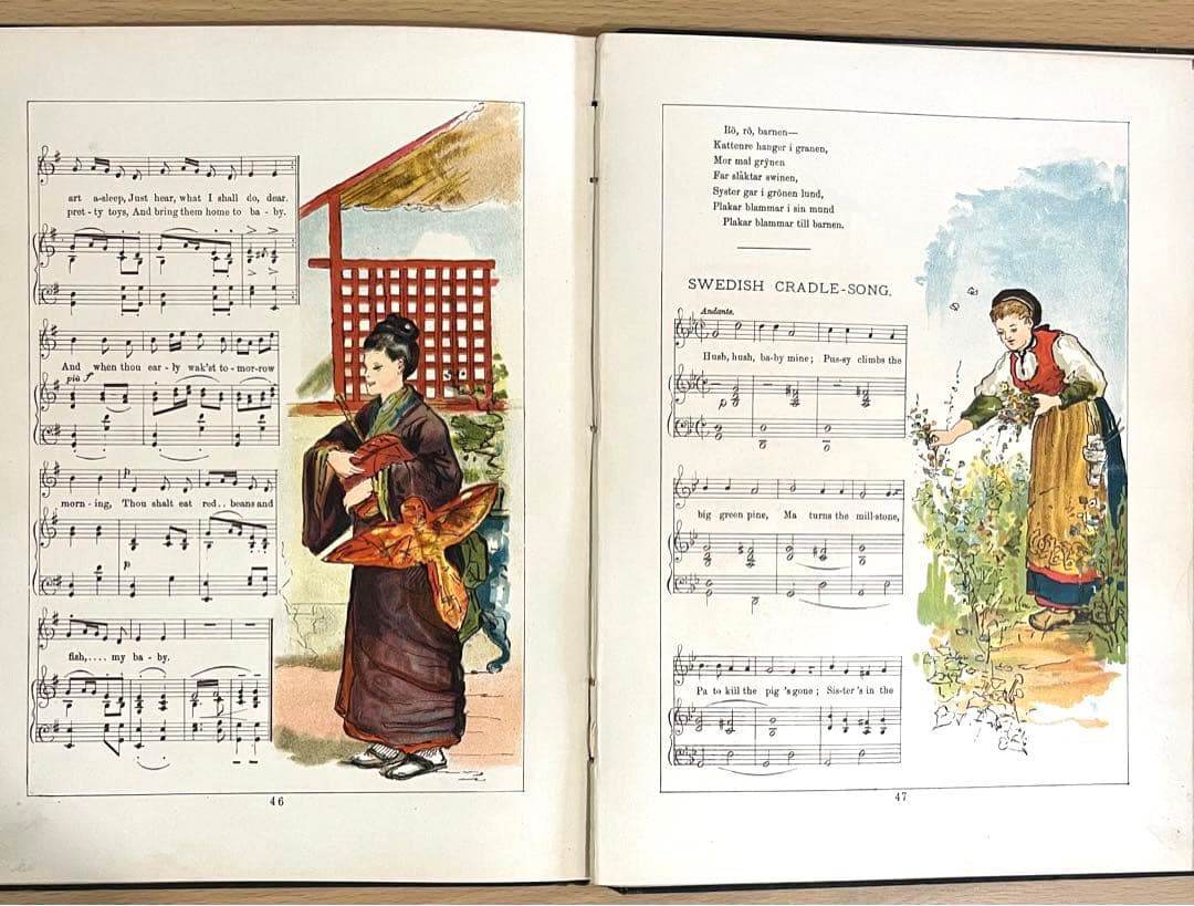 No.238 希少 古書 洋書 絵本 アンティーク 楽譜 子守り歌 童謡 詩集