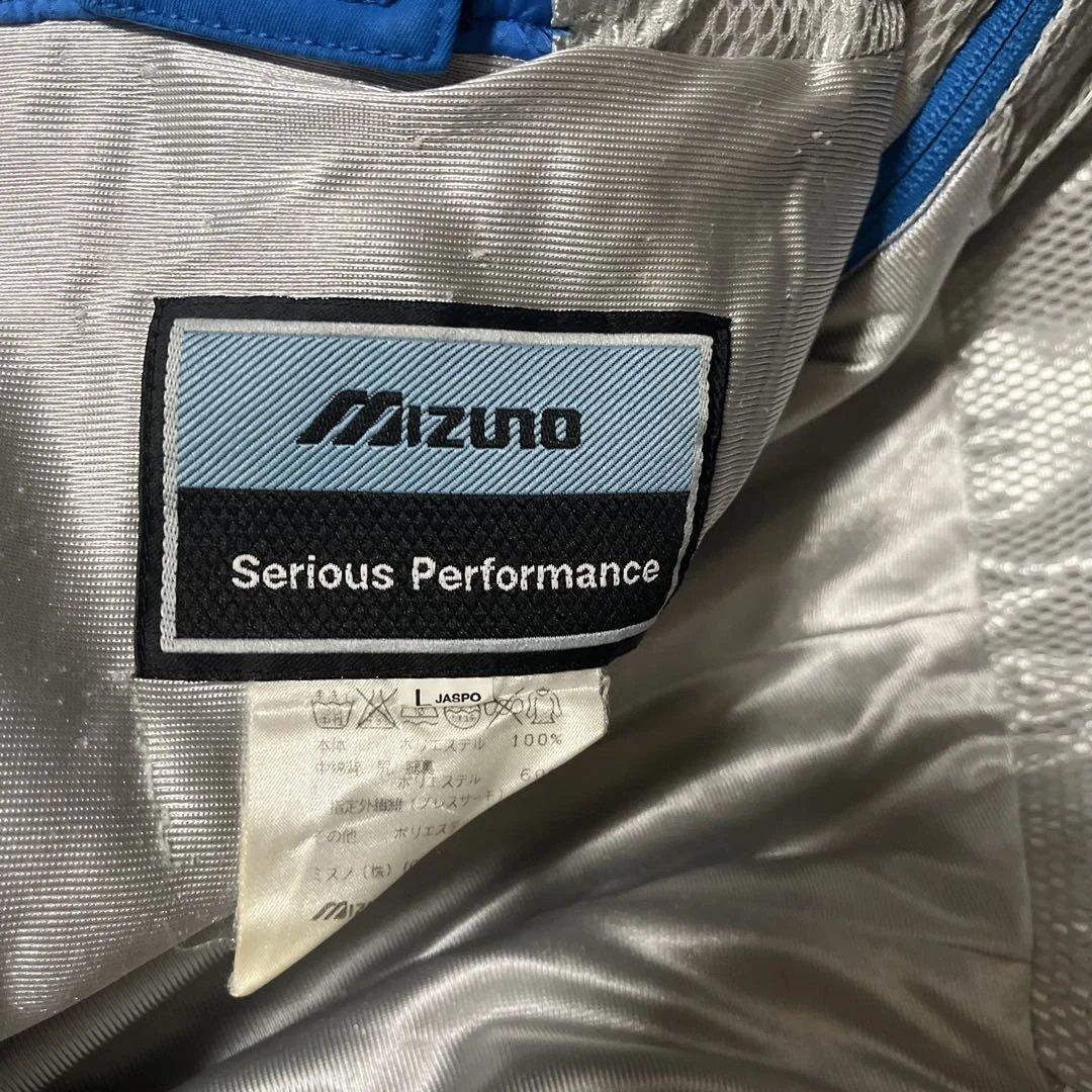 Mizuno ブレスサーモ★ブルー色サスペンダー付きスキーウェア 上下　サイズL