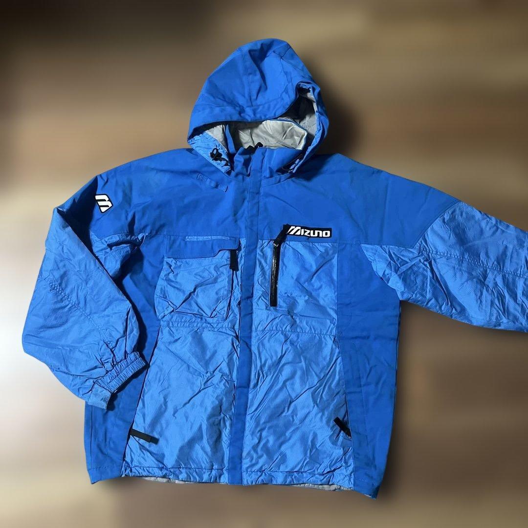 Mizuno ブレスサーモ★ブルー色サスペンダー付きスキーウェア 上下　サイズL