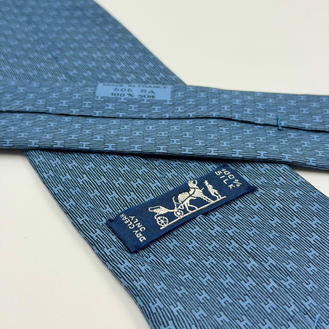 ✨️美品✨️ HERMES エルメス ネクタイ H柄 ブルー ネイビー