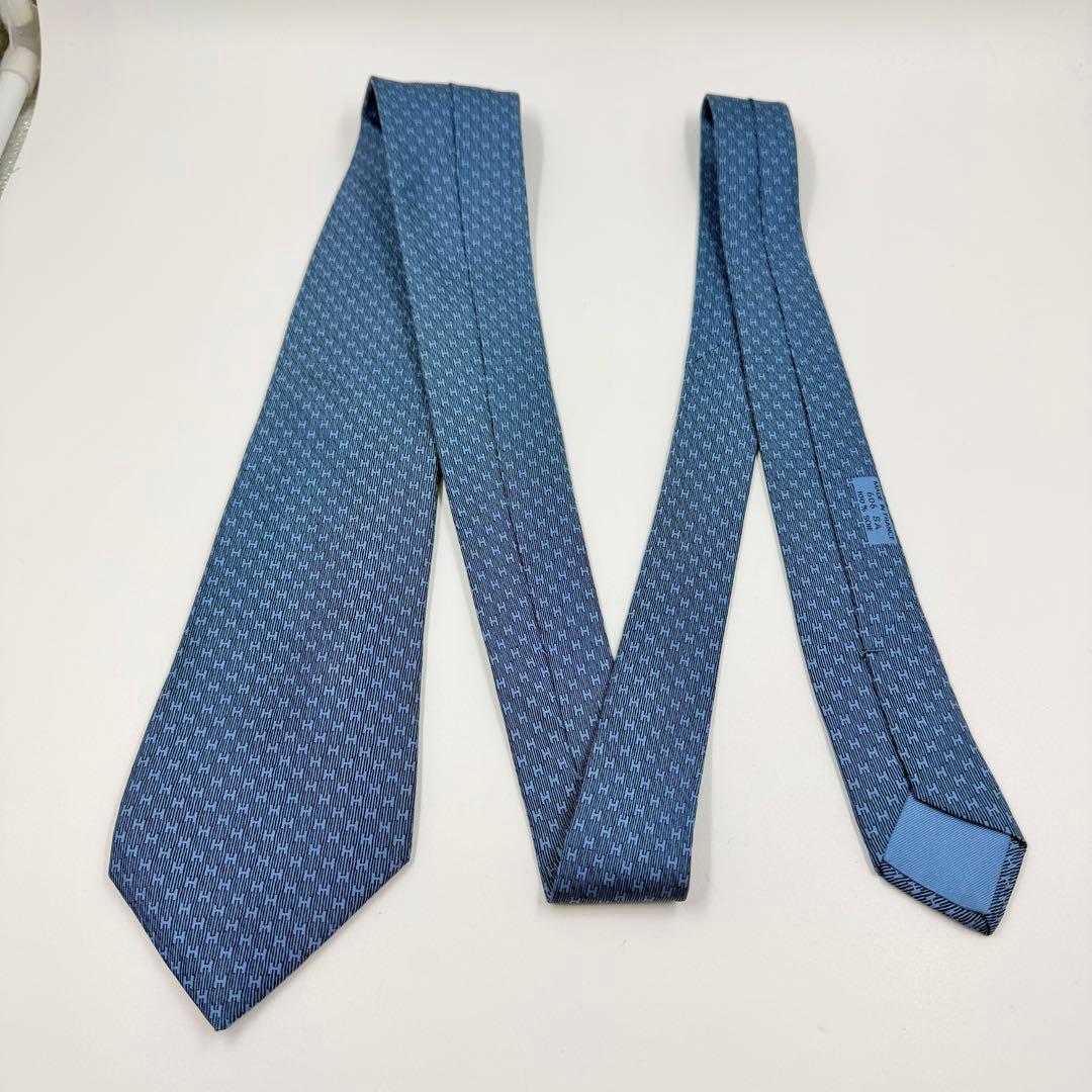 ✨️美品✨️ HERMES エルメス ネクタイ H柄 ブルー ネイビー