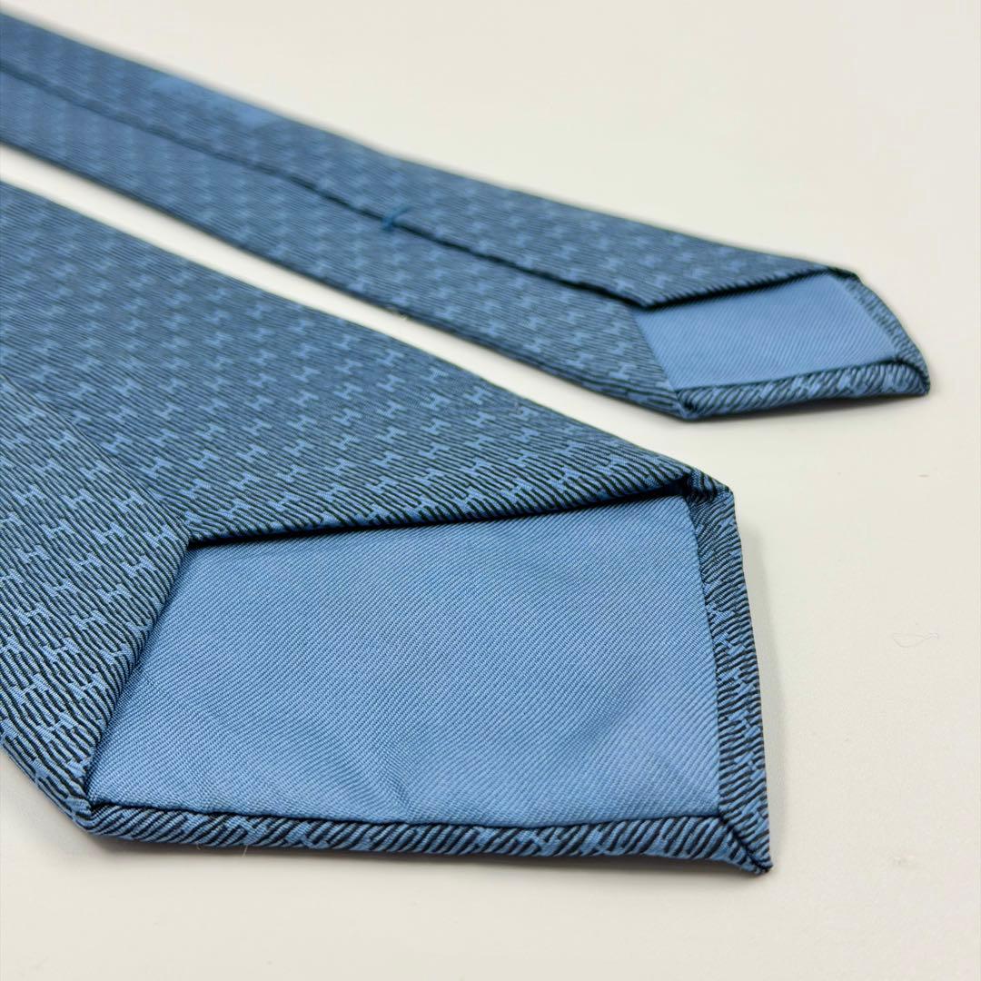 ✨️美品✨️ HERMES エルメス ネクタイ H柄 ブルー ネイビー