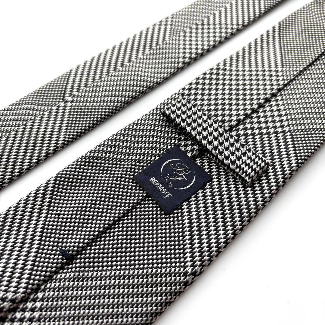 ꧁新品未使用꧂ ビームスエフ ネクタイ 千鳥 グレンチェック チェック柄 グレー