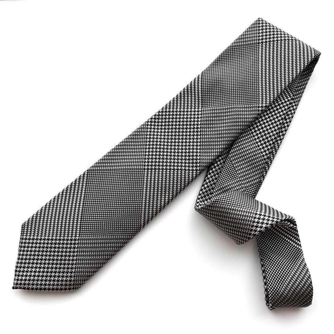 ꧁新品未使用꧂ ビームスエフ ネクタイ 千鳥 グレンチェック チェック柄 グレー