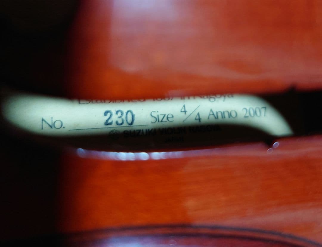 高級 バイオリン 鈴木 No.230 4/4 証明ラベル有、弓ケース付 定価6万