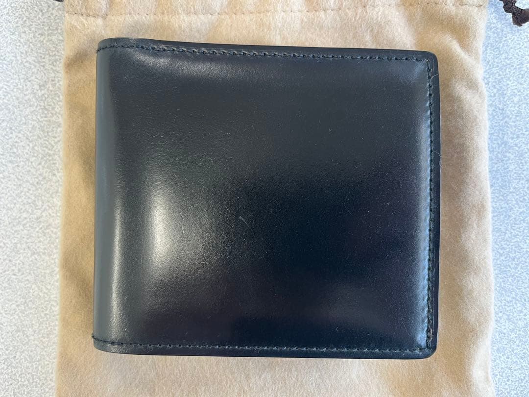 GANZO シェルコードバン 2 小銭入れ付き二つ折り財布　ブラック