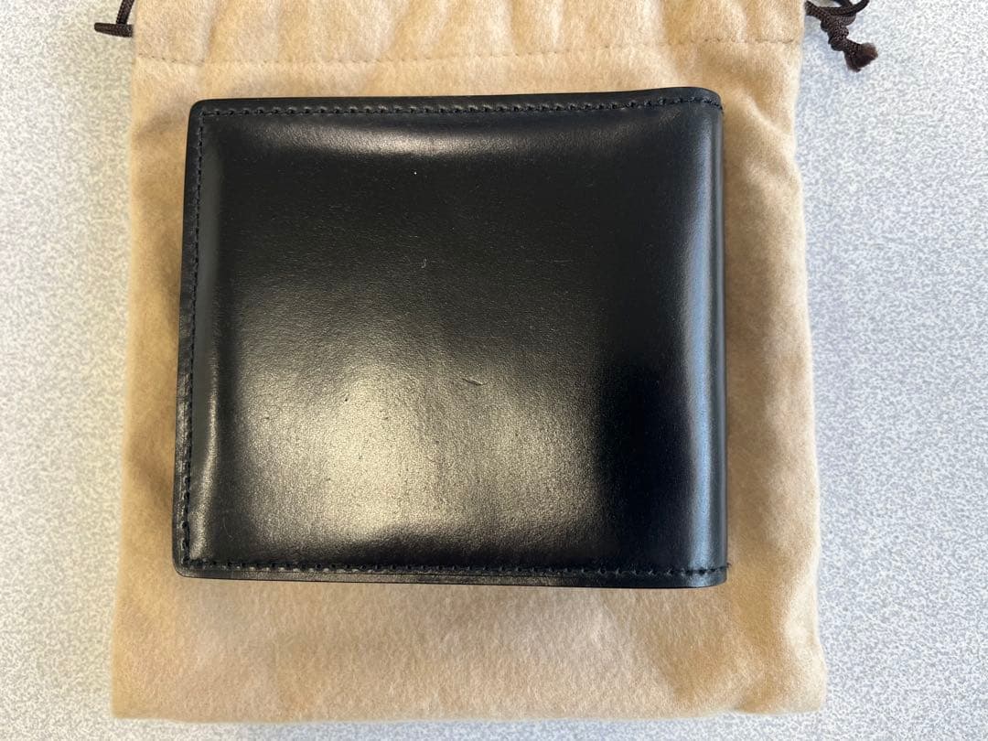GANZO シェルコードバン 2 小銭入れ付き二つ折り財布　ブラック