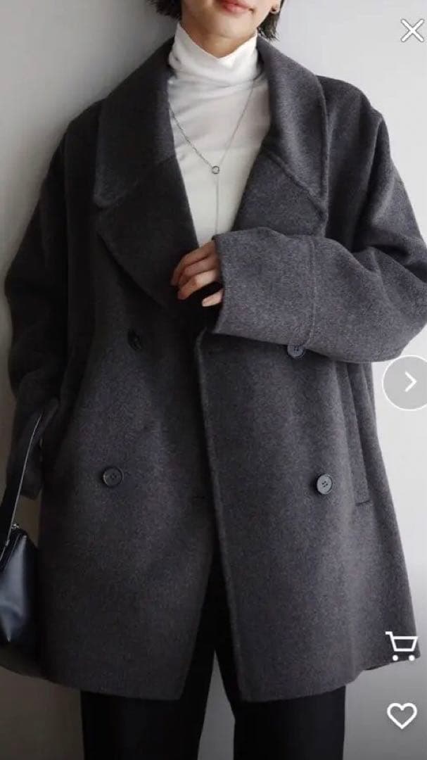 evernavy ウールリバーPコート　M チャコールグレー