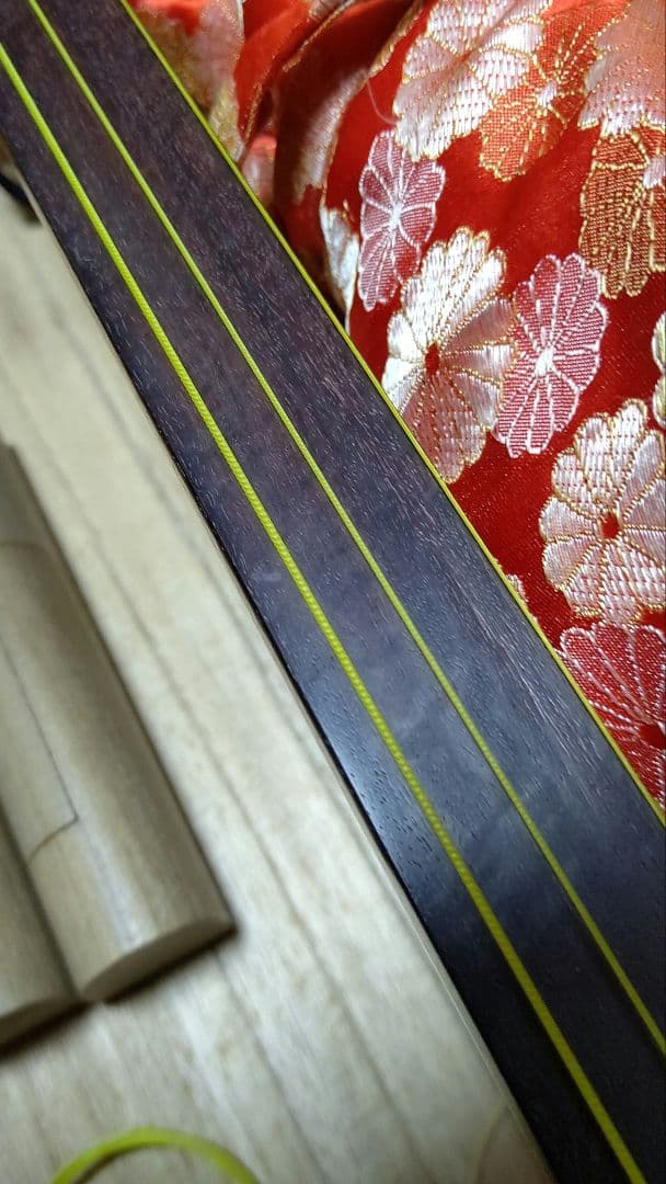 値下げ三味線ケース付き　皮破れあり、ジャンク扱い　検　紅木　和楽器　清元　長唄