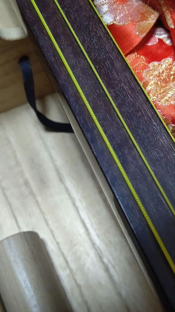 値下げ三味線ケース付き　皮破れあり、ジャンク扱い　検　紅木　和楽器　清元　長唄