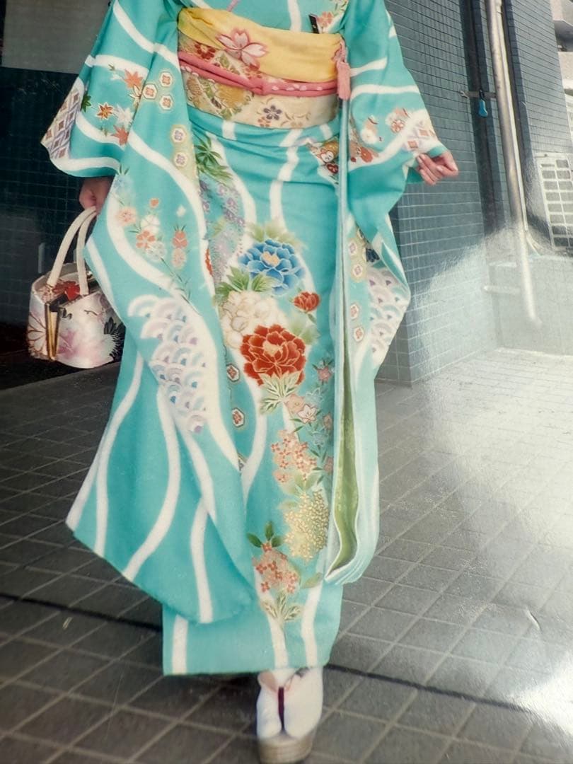 美術友禅振袖　吉祥立涌四季草花別誂え証書付き　長襦袢　新品袋帯