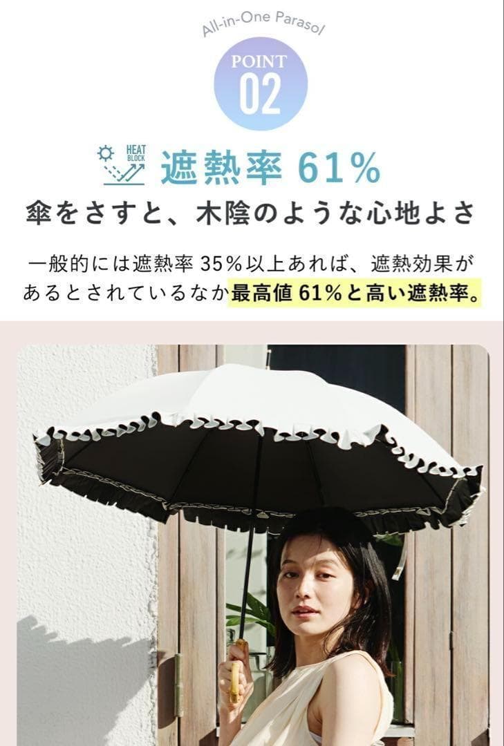 【新品未使用】COKAGE+ 日傘 竹手元 フリル リリィホワイト