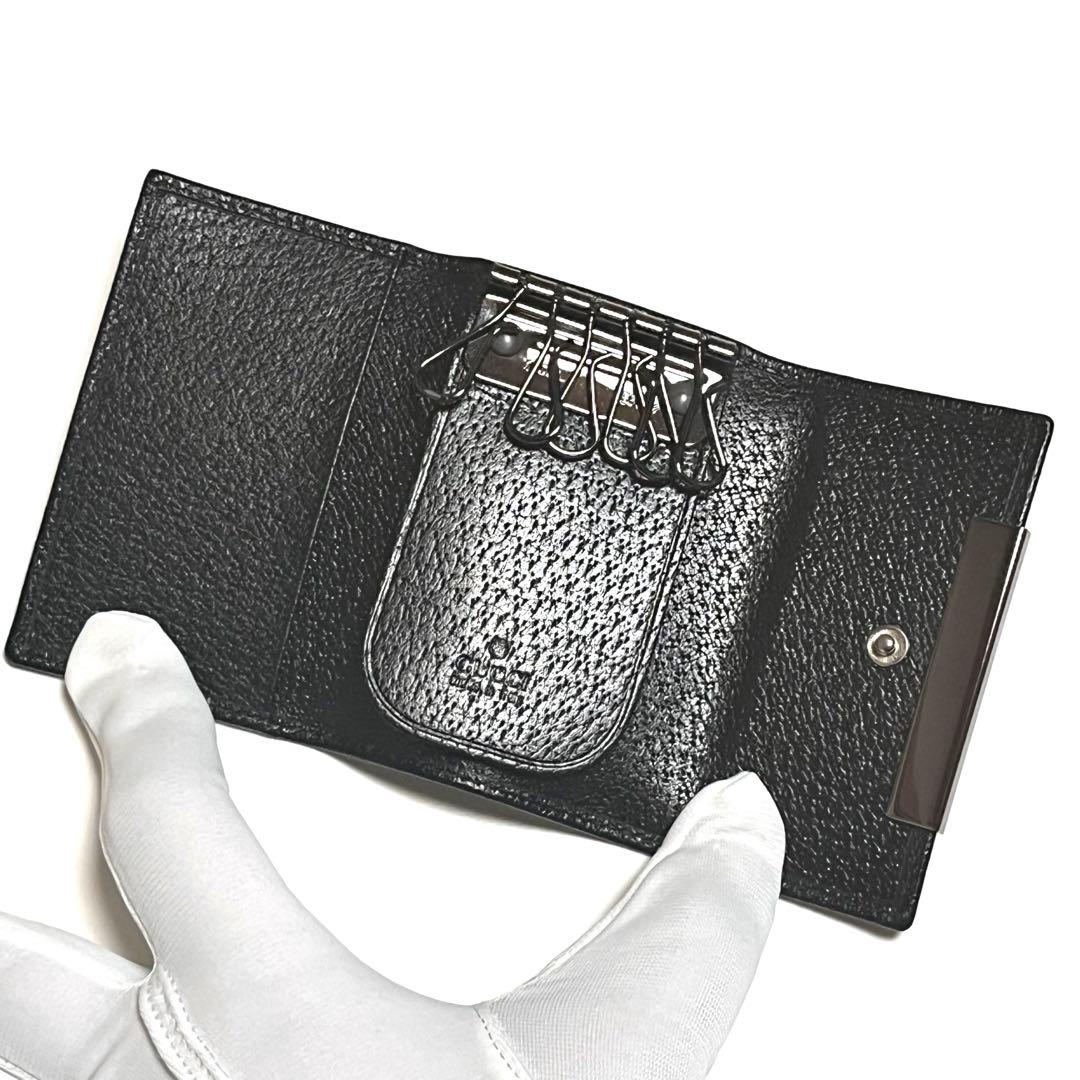 GUCCI キーケース レザー ブラック シルバープレート 6連フック 美品