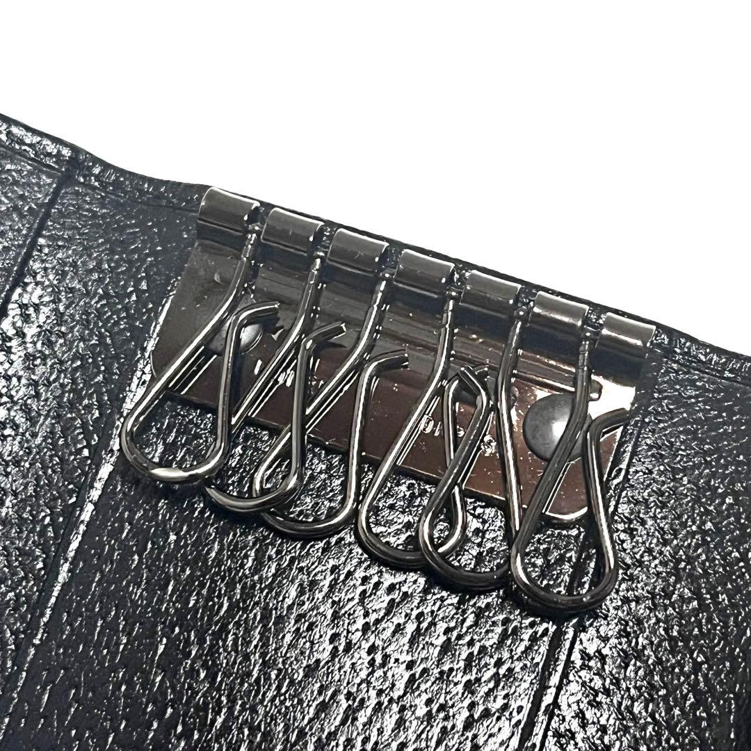GUCCI キーケース レザー ブラック シルバープレート 6連フック 美品