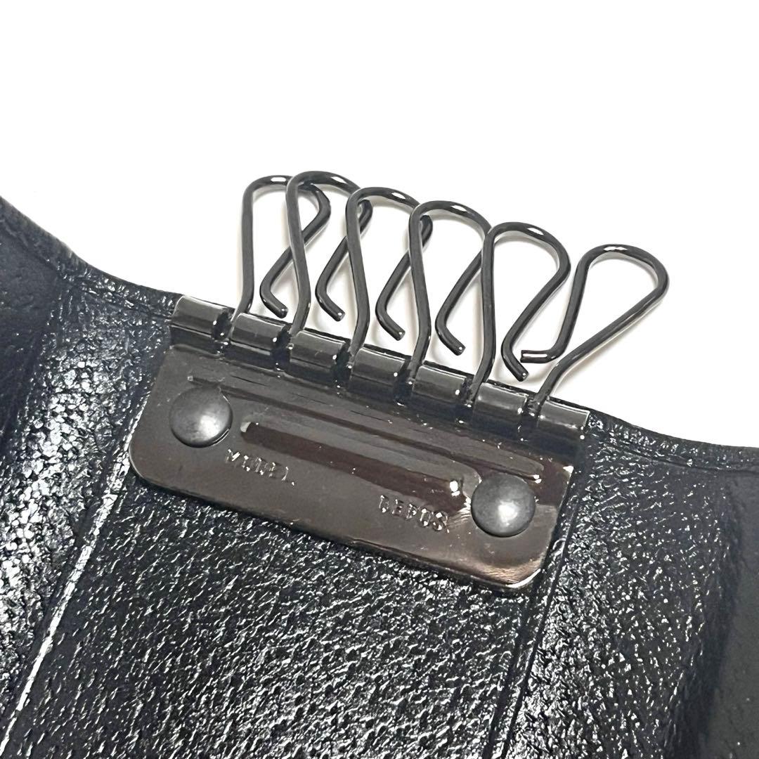 GUCCI キーケース レザー ブラック シルバープレート 6連フック 美品