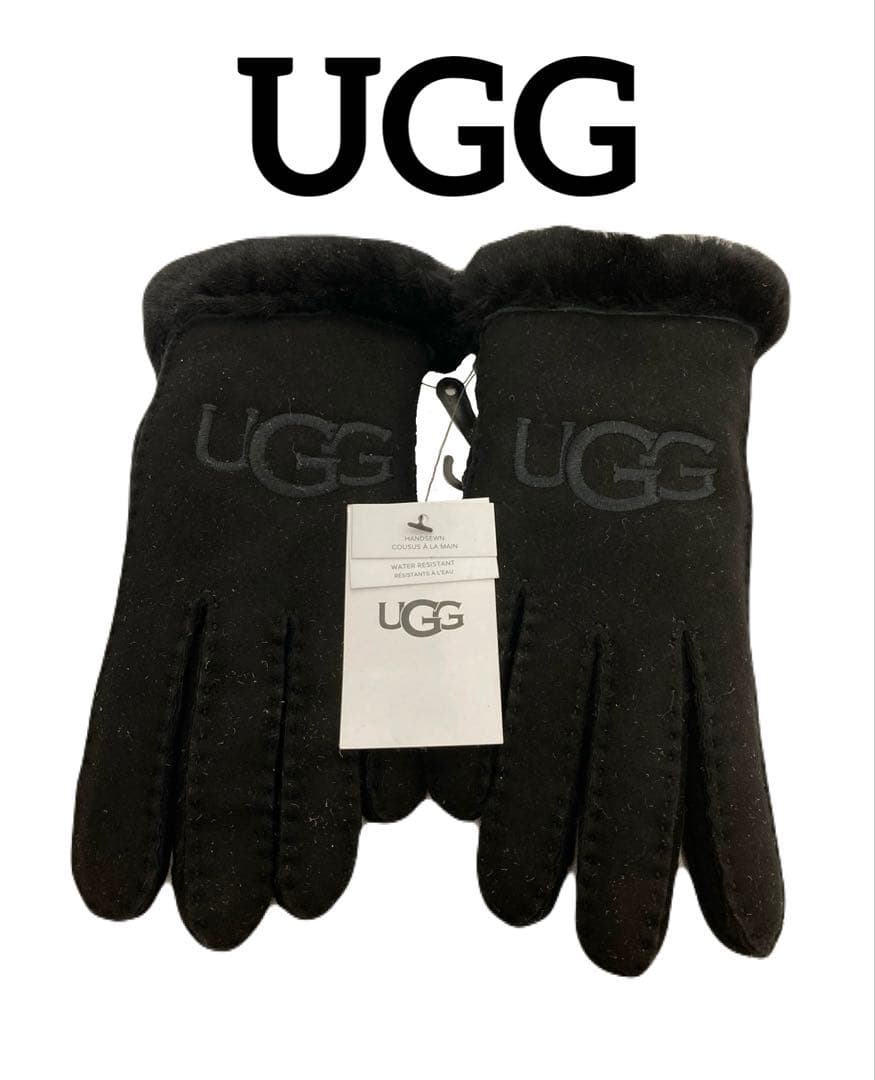 UGG ブラックファー付き手袋 【size M】
