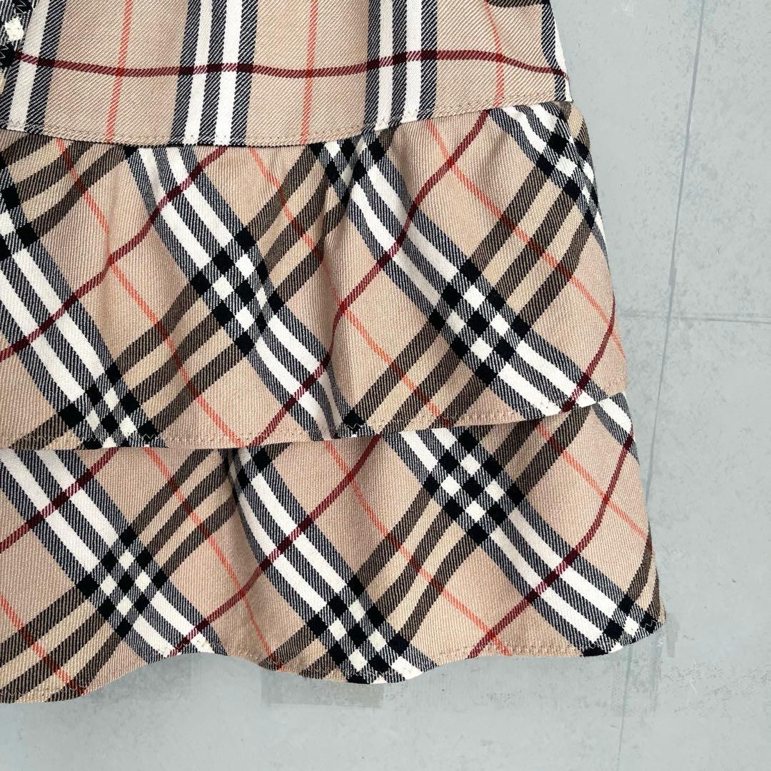 【美品】バーバリーブルーレーベル　フリルミニスカート　リボン　ノバチェック