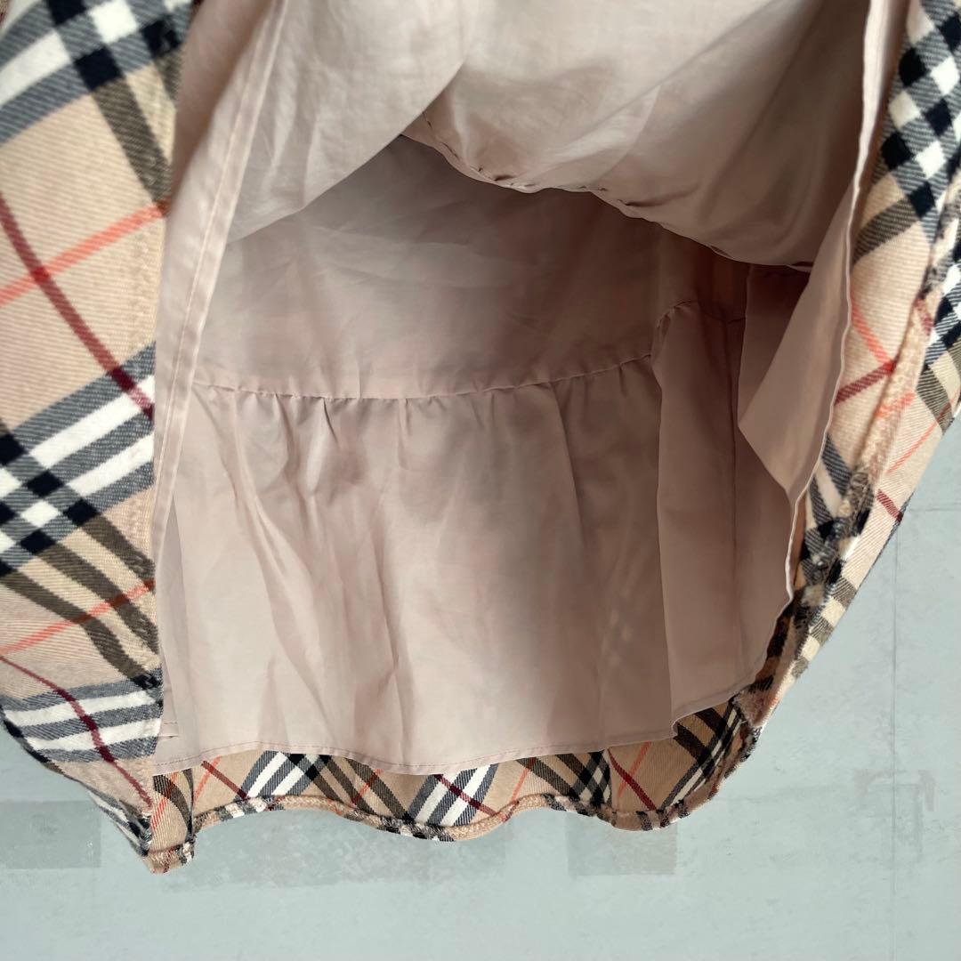 【美品】バーバリーブルーレーベル　フリルミニスカート　リボン　ノバチェック