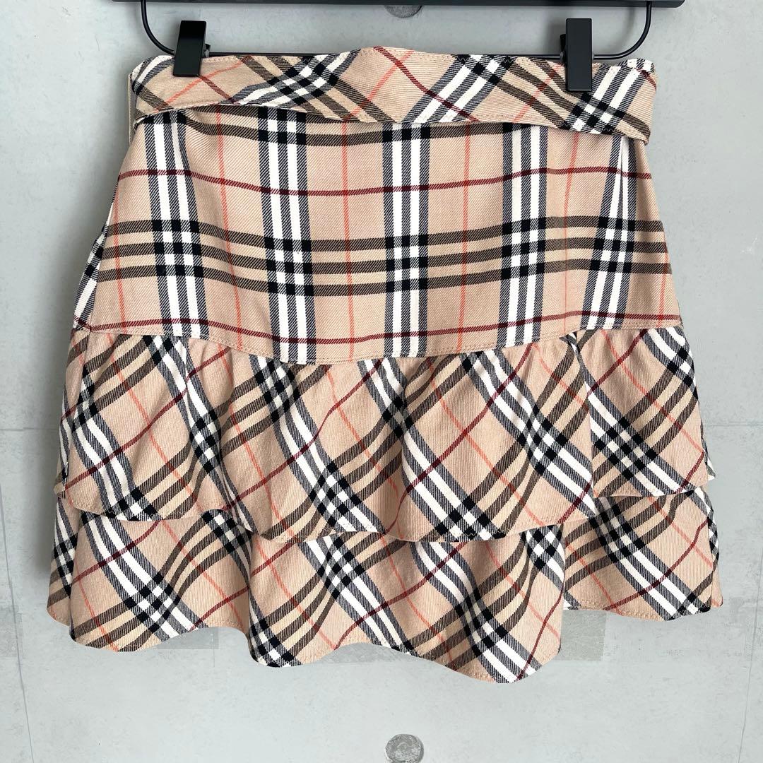 【美品】バーバリーブルーレーベル　フリルミニスカート　リボン　ノバチェック