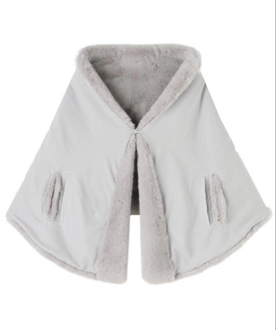 【タグ付未使用】JENNEリッチボリュームファーケープ　ライトグレー