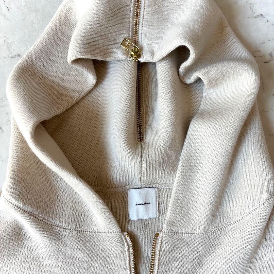 美品 スピックアンドスパン ウール ハーフジップ ニット パーカー 洗える F