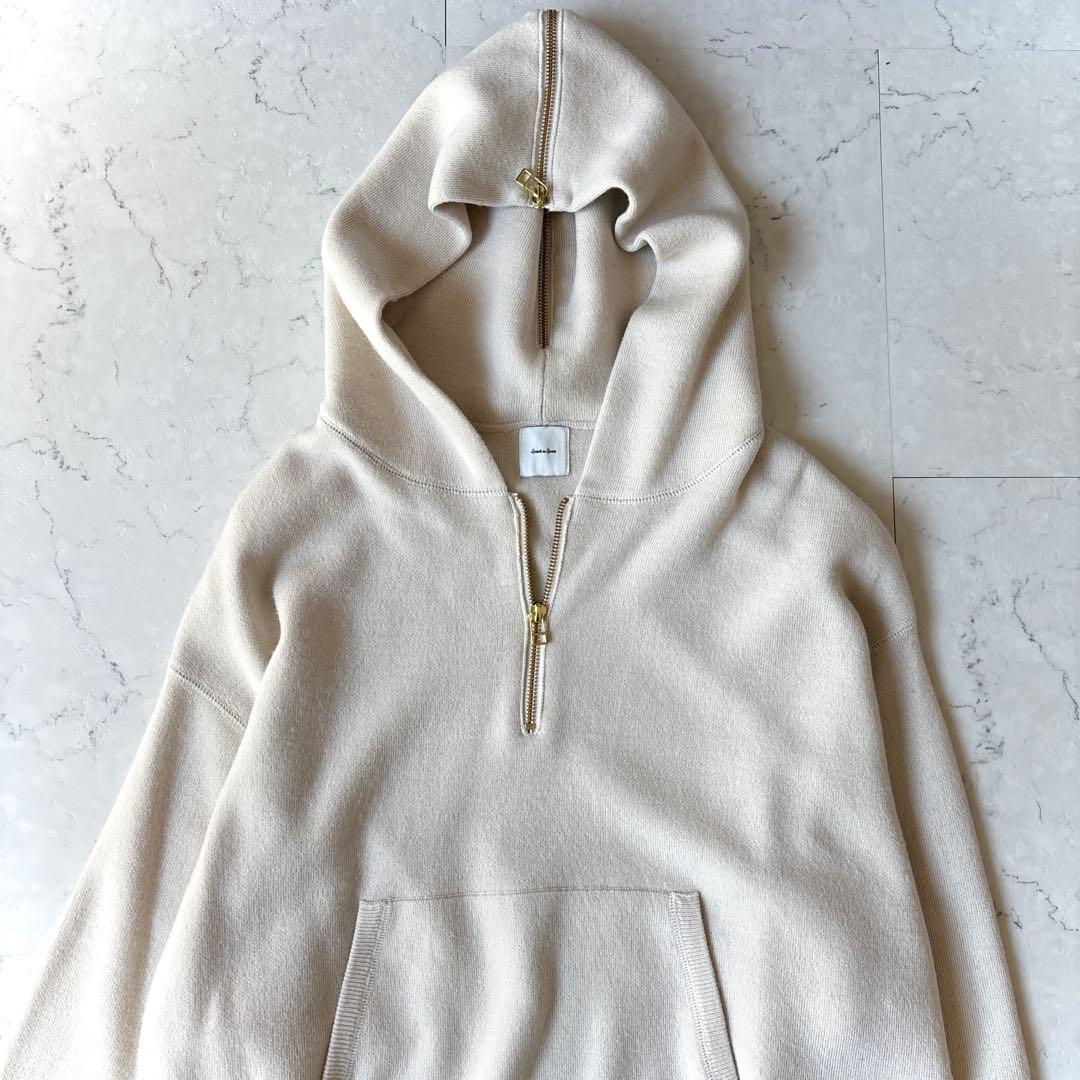 美品 スピックアンドスパン ウール ハーフジップ ニット パーカー 洗える F