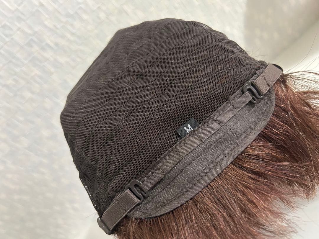 人毛100%ウィッグ ブラウン ボブスタイル　前髪あり