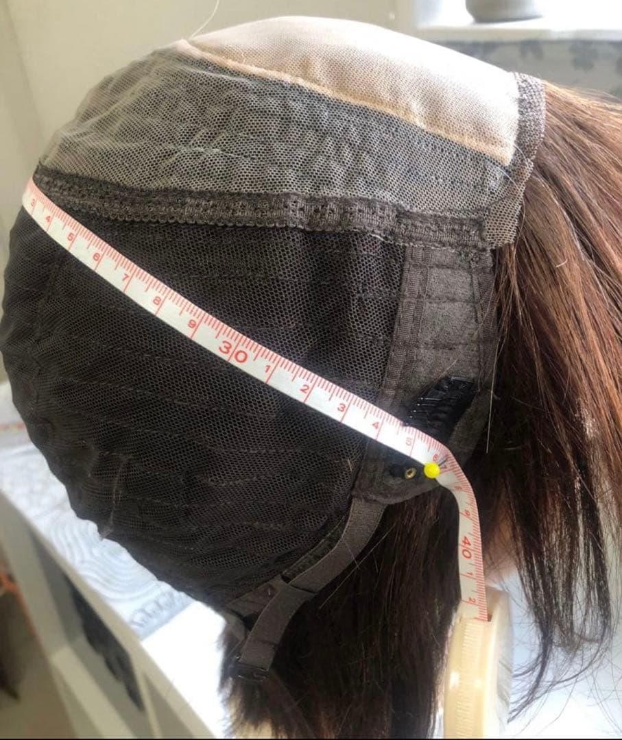 人毛100%ウィッグ ブラウン ボブスタイル　前髪あり