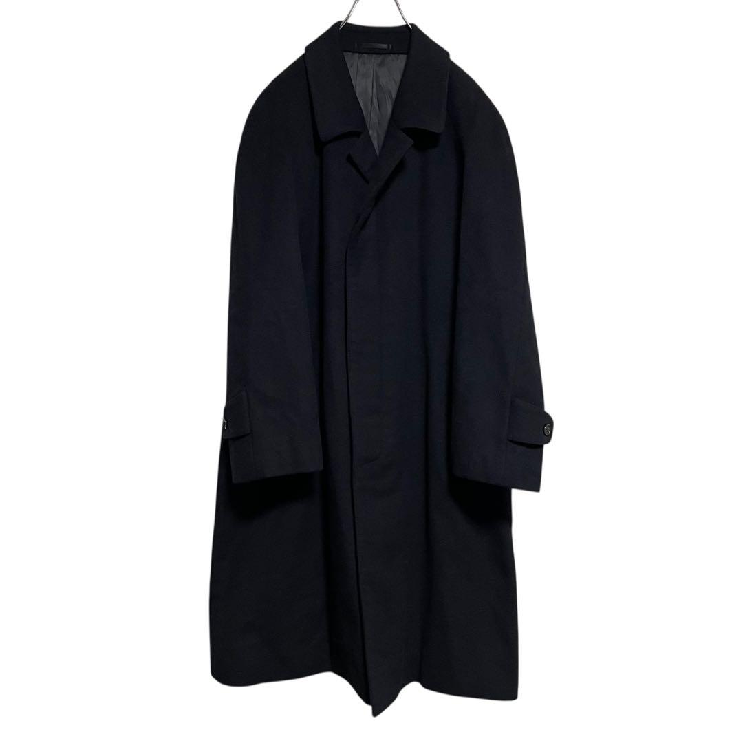 カシミヤ50%【vintage】マキシ丈比翼チェスターコート 日本製 ブラックM