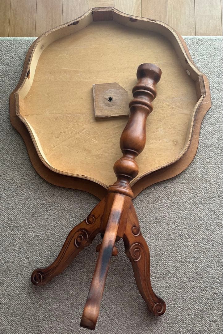 【送料込】コーヒーテーブル サイドテーブル 象嵌 アンティーク 猫脚