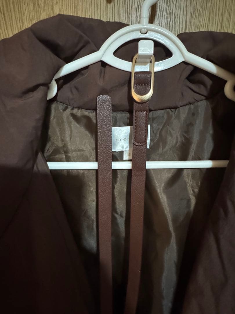 rienda ブラウン 中綿ロングコート ベルト付き