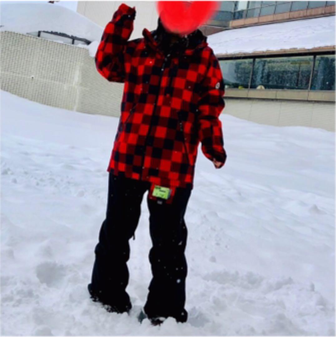 美品★赤×黒チェックのスノボウェア上下Lサイズ(急ぎ発送可)