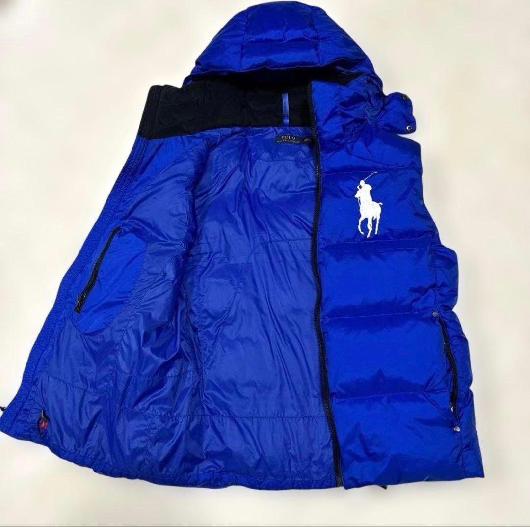 ✨希少 近年 ポロ ラルフローレン ダウンベスト ビッグポニー ブルー 刺繍