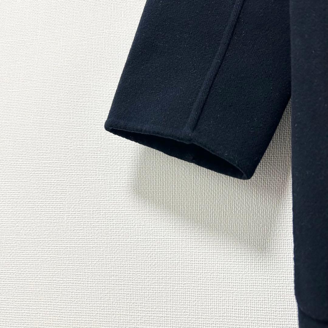 UNITED ARROWS ダブルフェイスノーカラーコート　ネイビー　38