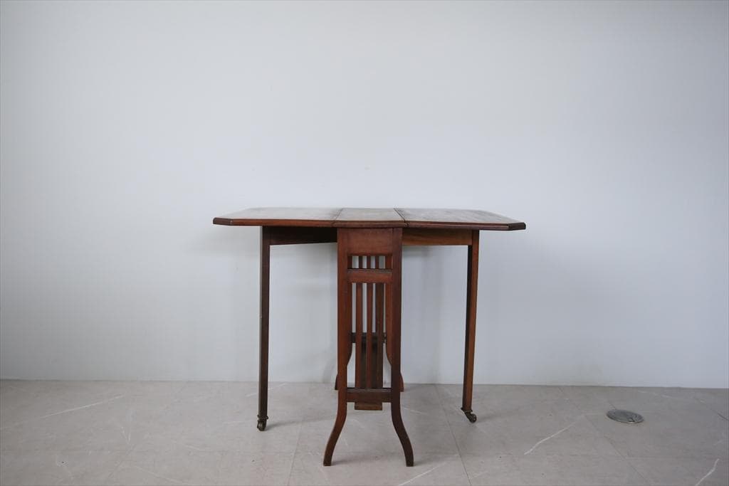 英国アンティーク木製ゲートレッグテーブル/ダイニング机/バタフライ(91-54)