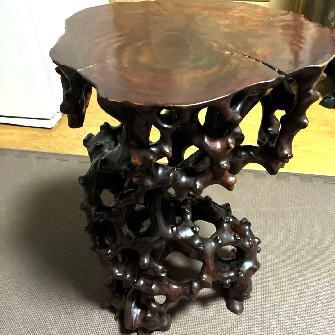‼️希少‼️根本、天然木、卓、飾台、花台、香炉台、日本式昭和レトロ根卓古美術明治大正