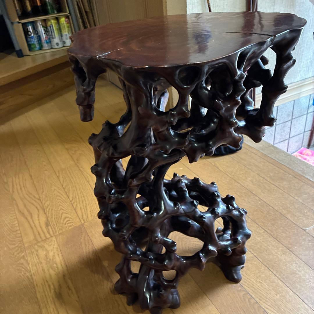 ‼️希少‼️根本、天然木、卓、飾台、花台、香炉台、日本式昭和レトロ根卓古美術明治大正