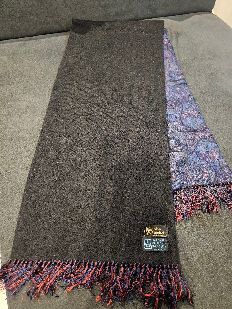 ジョン　コンフォート　ペイズリー柄マフラー　オールシルク