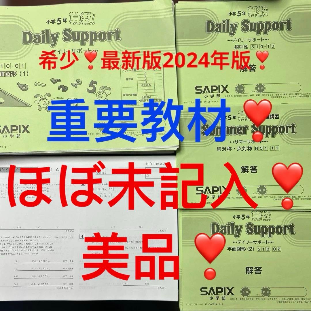 ㉔あ　サピックス　SAPIX 5年　算数　重要教材　ディリーサポート　季節講習込